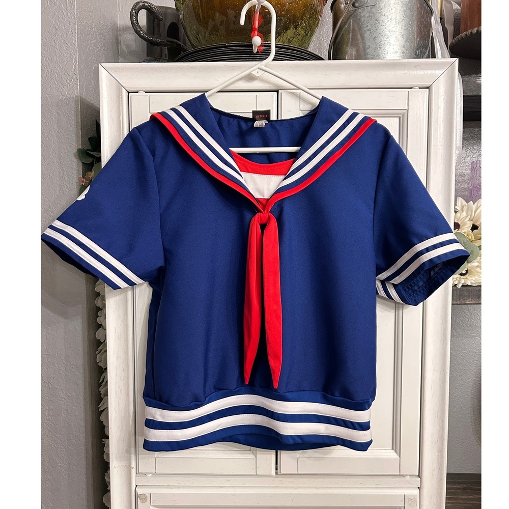 Stranger Things Scoops Ahoy Sailor Uniform Costume Top Blue Red White Large